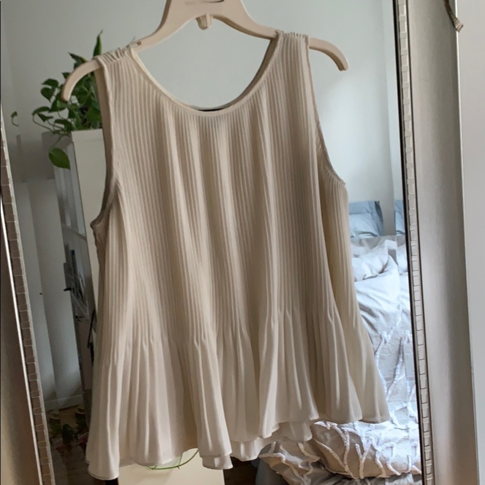 Banana Republic White Accordion Top